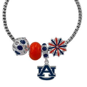 New Auburn Tigers 4-Charm with Team Logo Cuff Bracelet, NCAA